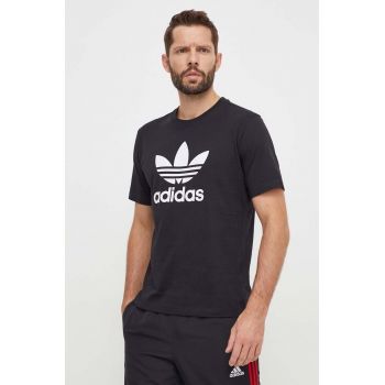 adidas Originals tricou din bumbac Trefoil bărbați, culoarea negru, cu imprimeu, IU2364