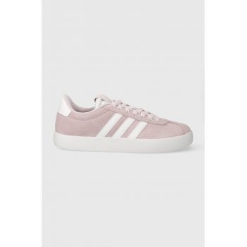 adidas sneakers din piele intoarsă COURT culoarea roz ID6281