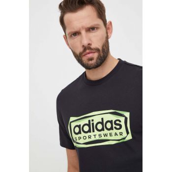 adidas tricou din bumbac bărbați, culoarea negru, cu imprimeu IM8297