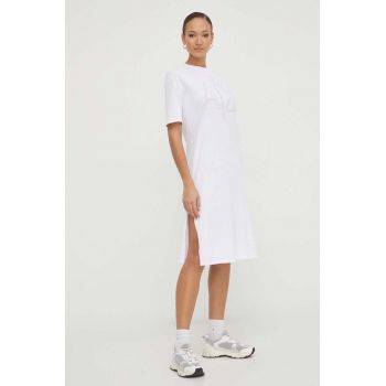 Armani Exchange rochie din bumbac culoarea alb, mini, drept de firma originala