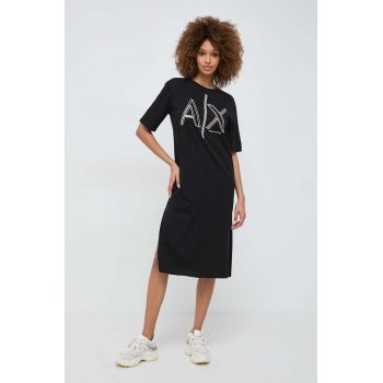 Armani Exchange rochie din bumbac culoarea negru, mini, drept de firma originala