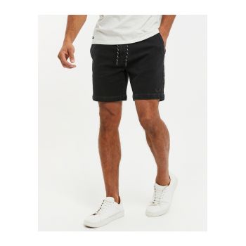 Bermude din denim cu snur in talie Plaza 3605
