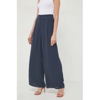 MICHAEL Michael Kors pantaloni femei, culoarea albastru marin, drept, high waist