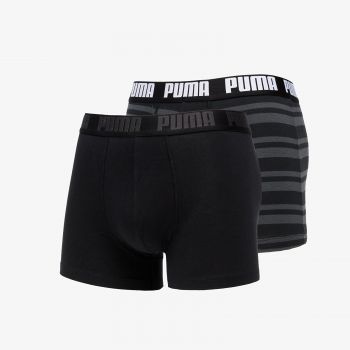 Puma 2 Pack Heritage Stripe Boxers Black la reducere