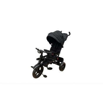 Tricicleta cu scaun reversibil, pozitie de somn, pedale si far cu lumina,negru de firma originala