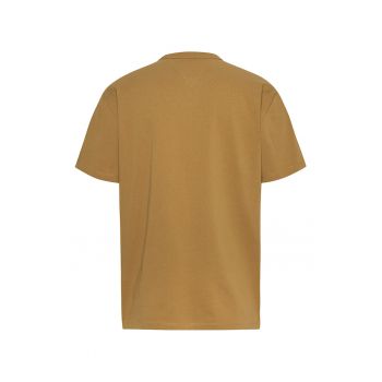 Tricou cu decolteu la baza gatului - din bumbac - cu logo