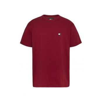 Tricou cu decolteu la baza gatului - din bumbac - cu logo