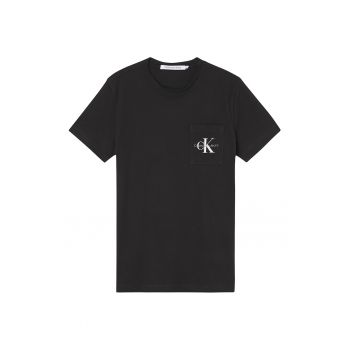 Tricou cu decolteu la baza gatului si buzunar pe piept