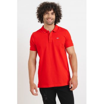 Tricou polo din bumbac cu model uni