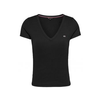 Tricou slim fit cu decolteu in V