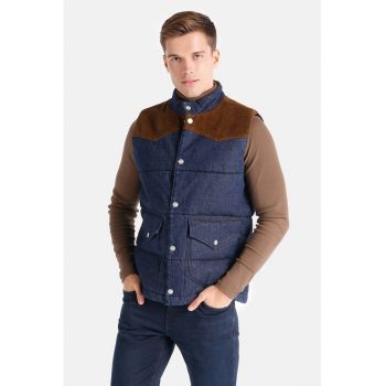 Vesta matlasata de denim cu insertii de reiat de firma originala