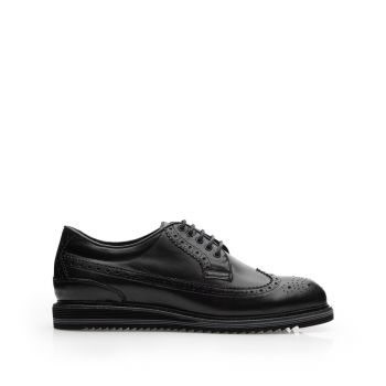 Pantofi casual bărbați din piele naturală, Leofex - 846-1 Negru Box ieftin