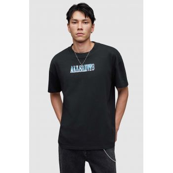 AllSaints tricou din bumbac Quasar barbati, culoarea negru, cu imprimeu