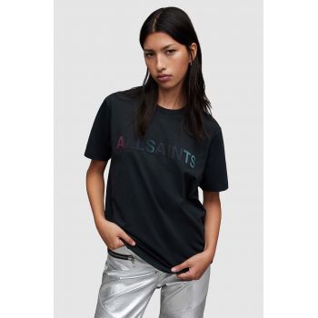 AllSaints tricou din bumbac Shadow femei, culoarea negru