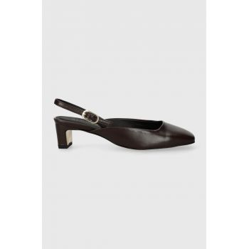 Alohas pantofi de piele Lindy culoarea maro, cu toc drept, cu toc deschis, S100126.01 la reducere