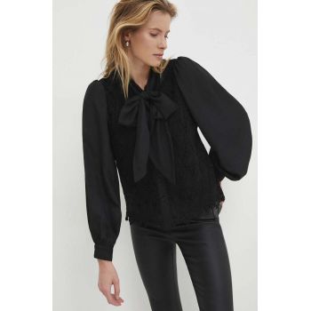Answear Lab camasa femei, culoarea negru, cu un decolteu legat, regular ieftina