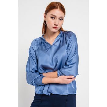 Bluza uni cu mansete elastice