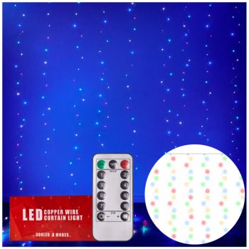 Instalatie tip perdea cu fir din cupru cu telecomanda si 300 LED-uri Multicolore 3x3m la reducere