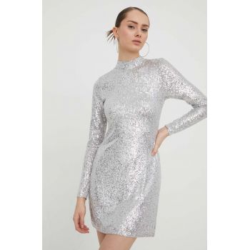 Abercrombie & Fitch rochie culoarea argintiu, mini, mulata ieftina