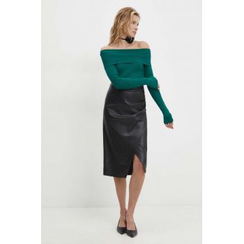 Answear Lab pulover femei, culoarea verde, light, cu guler ieftin