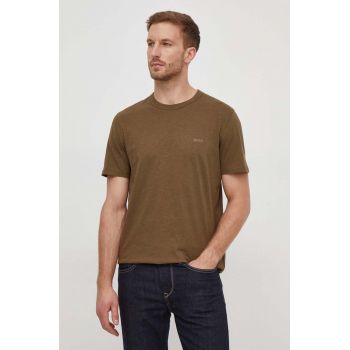 BOSS Orange tricou din bumbac barbati, culoarea verde, neted, 50508243
