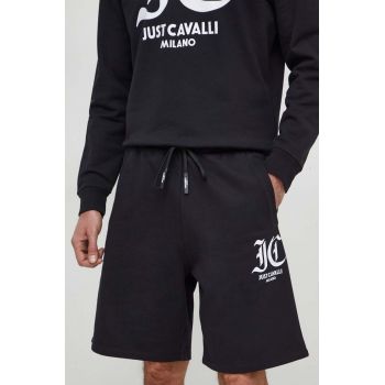 Just Cavalli pantaloni scurti din bumbac culoarea negru