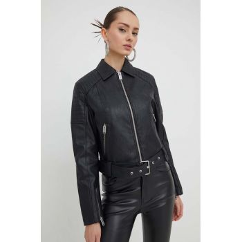 Karl Lagerfeld Jeans geaca femei, culoarea negru, de tranzitie la reducere