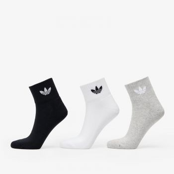 adidas Mid Ankle Sock 3-Pack White/ Medium Grey Heather/ Black la reducere