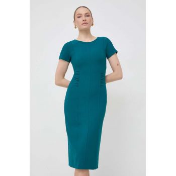 BOSS rochie culoarea verde, mini, mulata