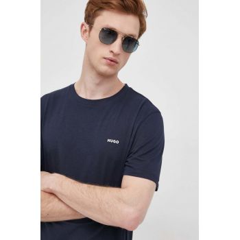 HUGO tricou din bumbac barbati, culoarea albastru marin, neted, 50466158