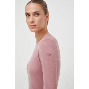 Icebreaker bluză cu mânecă lungă funcțională 200 Oasis culoarea roz
