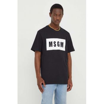 MSGM tricou din bumbac barbati, culoarea negru, cu imprimeu