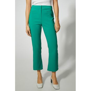 Pantaloni crop cu talie inalta