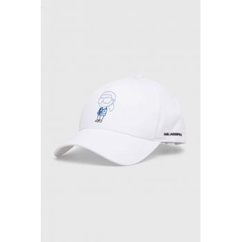 Karl Lagerfeld șapcă culoarea alb, cu imprimeu 541123.805617