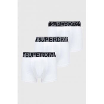 Superdry boxeri 3-pack barbati, culoarea alb de firma originali