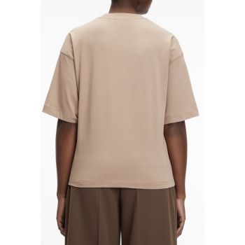 Tricou cu imprimeu logo si maneci cazute