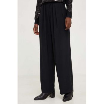 Answear Lab pantaloni femei, culoarea negru, lat, high waist