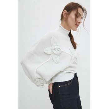 Answear Lab pulover de damă, culoarea alb, pe gât ieftin