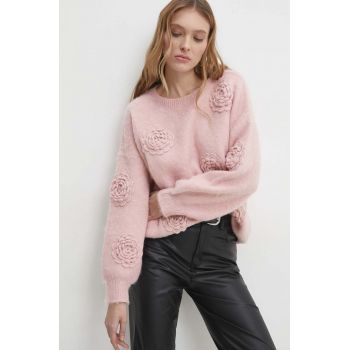 Answear Lab pulover de lana culoarea roz