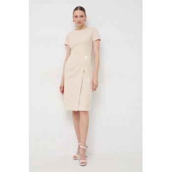 BOSS rochie culoarea bej, mini, mulată 50508809