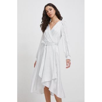 Dkny rochie culoarea argintiu, midi, evazati de firma originala