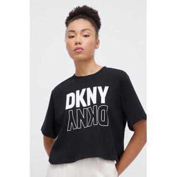 Dkny tricou din bumbac femei, culoarea negru