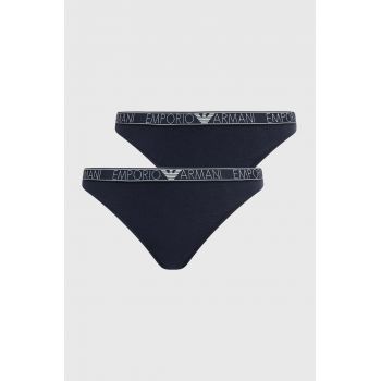 Emporio Armani Underwear tanga 2-pack culoarea albastru marin ieftini