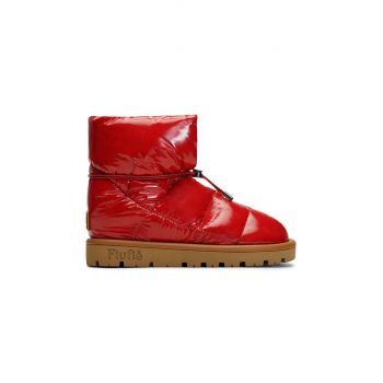 Flufie cizme de iarna Shiny culoarea rosu la reducere