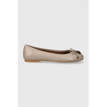 Kurt Geiger London balerini de piele Eagle Ballerina culoarea bej 9790643309 la reducere