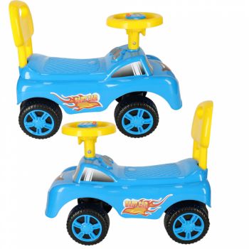 Masinuta pentru copii fara pedale Blue Baby Car, volan cu butoane muzicale, potrivita copiilor intre 1-3 ani, greutate maxima admisa 25 kg