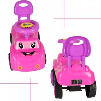 Masinuta fara pedale muzicala Pink Baby Car la reducere