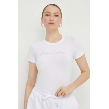 Armani Exchange tricou femei, culoarea alb