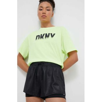 Dkny pantaloni scurti femei, culoarea negru, modelator, high waist