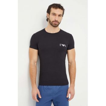 Emporio Armani Underwear tricou lounge 2-pack culoarea negru, cu imprimeu de firma original